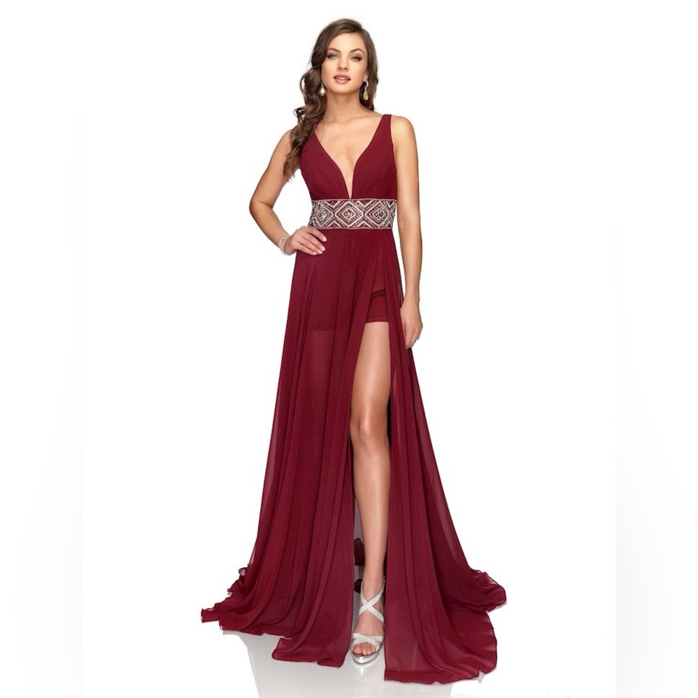 🌟Host Pick🌟Women’s Burgundy Lucci Lu Romper Prom Dress